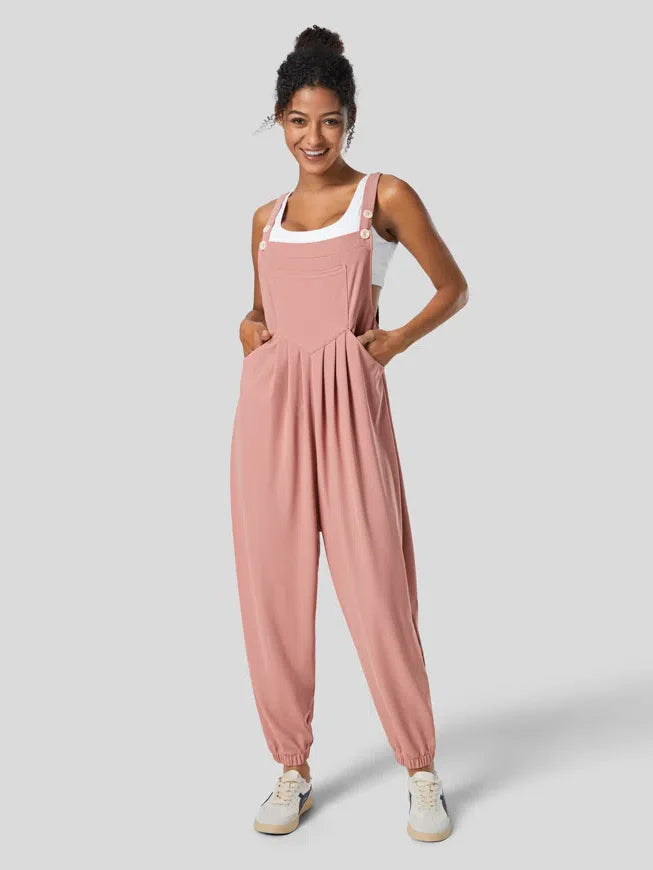 YouGirly® Adjustable Strap Waffle Jogger Overalls